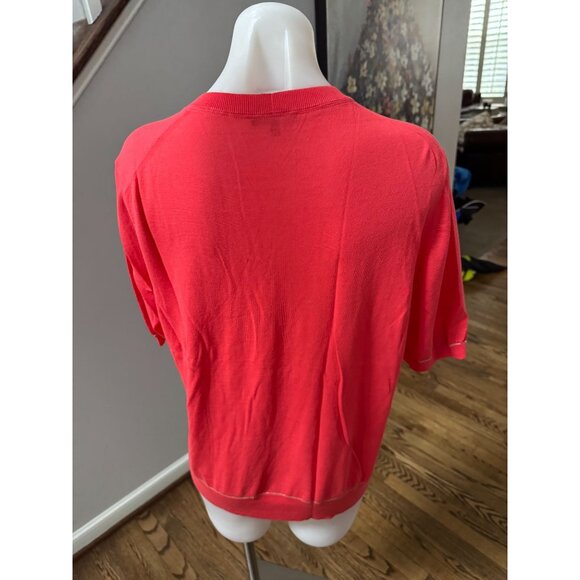 Lafayette 148 New York Short Sleeve Cotton Knit Sweater Pink Metallic Trim Sz XL - Picture 4 of 4